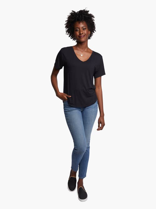 Able Meghan Drapey V-neck Tee In Black