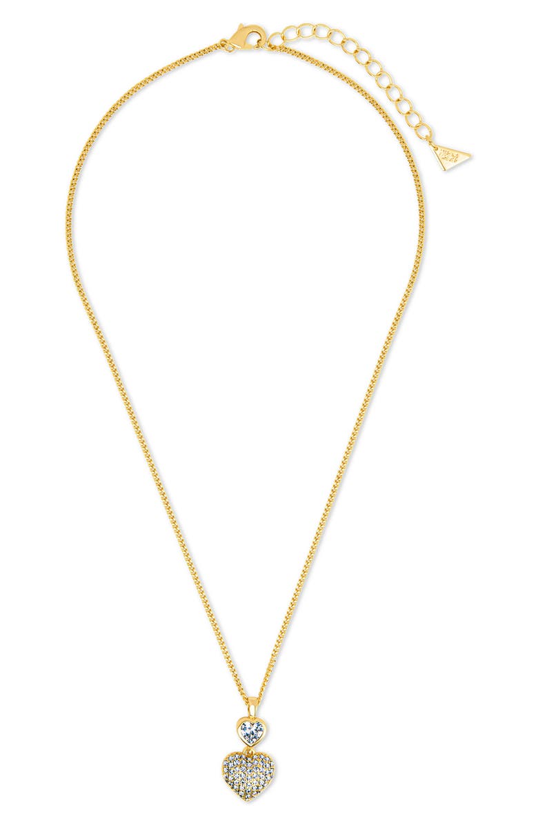 Sterling Forever Cubic Zirconia Heart Pendant Necklace, Main, color, Gold