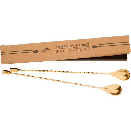 A Bar Above Gold Bar Spoons, Set Of 2 With Spiral Handles In Gold