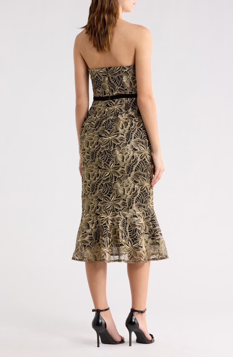 Sam Edelman Leaf Embroidered Strapless Dress, Alternate, color, Platinum/ B