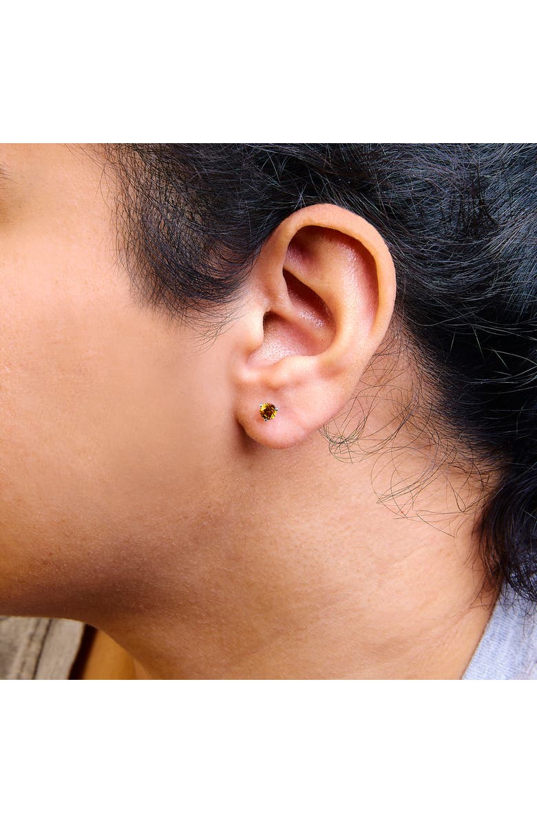 Haus of Brilliance 14K White Gold 1/2 Ct Lab-Grown Orange Diamond 3-Prong Martini Stud Earrings, Alternate, color, Orange Diamond