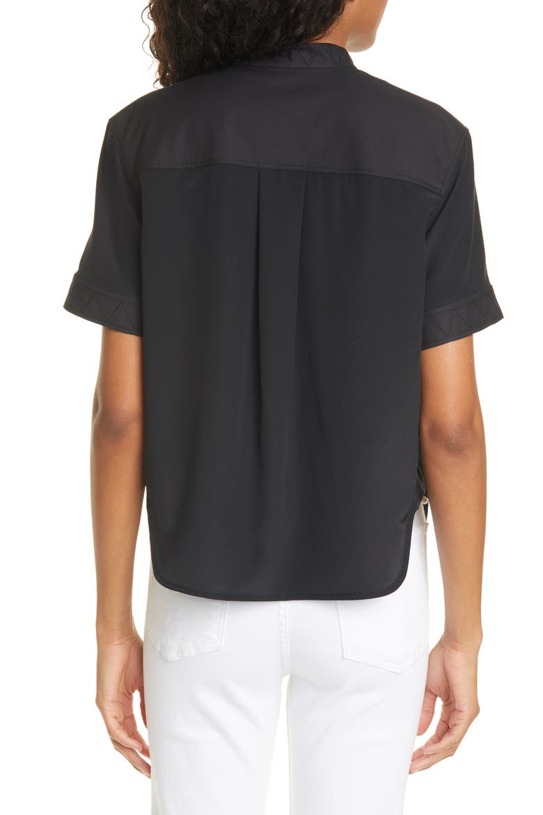 Sarah Pleated Silk Blouse, Alternate, color, BLACK
