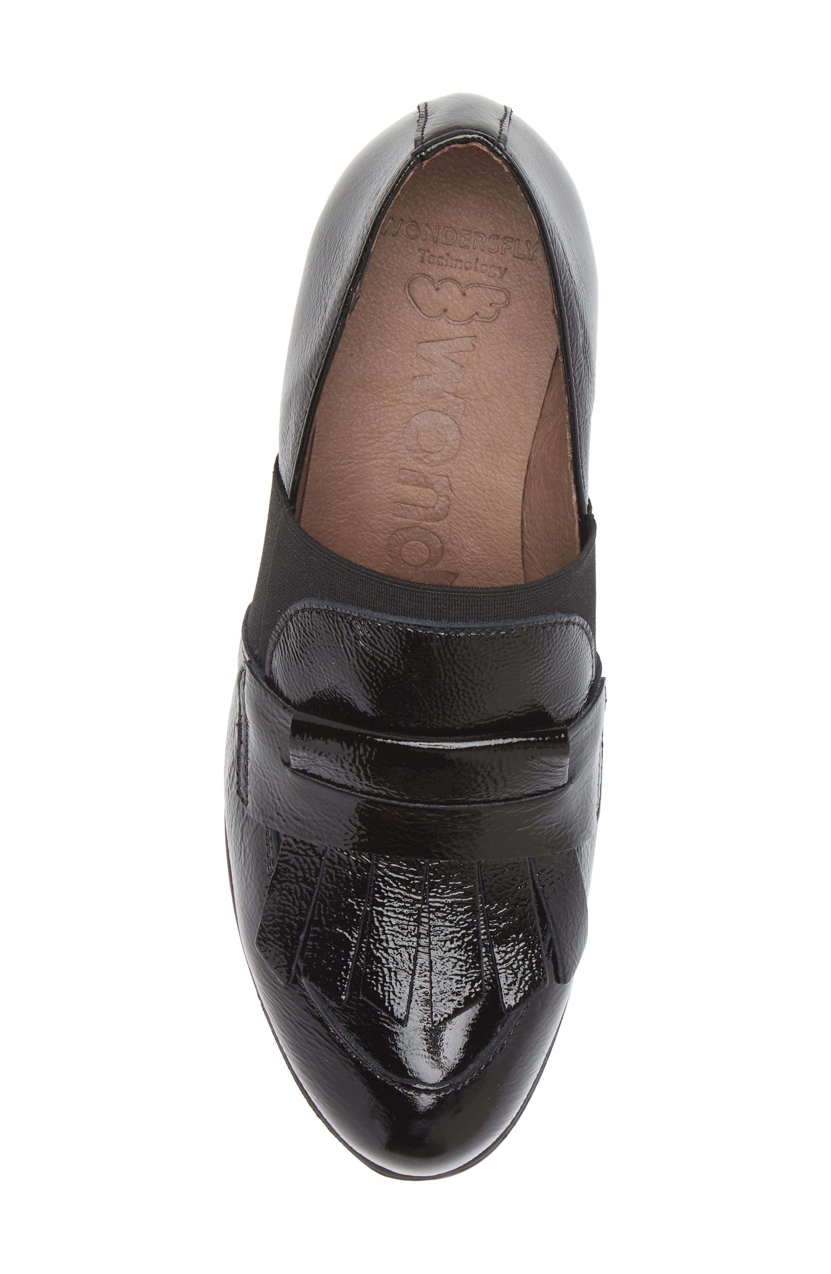 Wonders Kiltie Platform Loafer, Alternate, color, Textured Black Patent