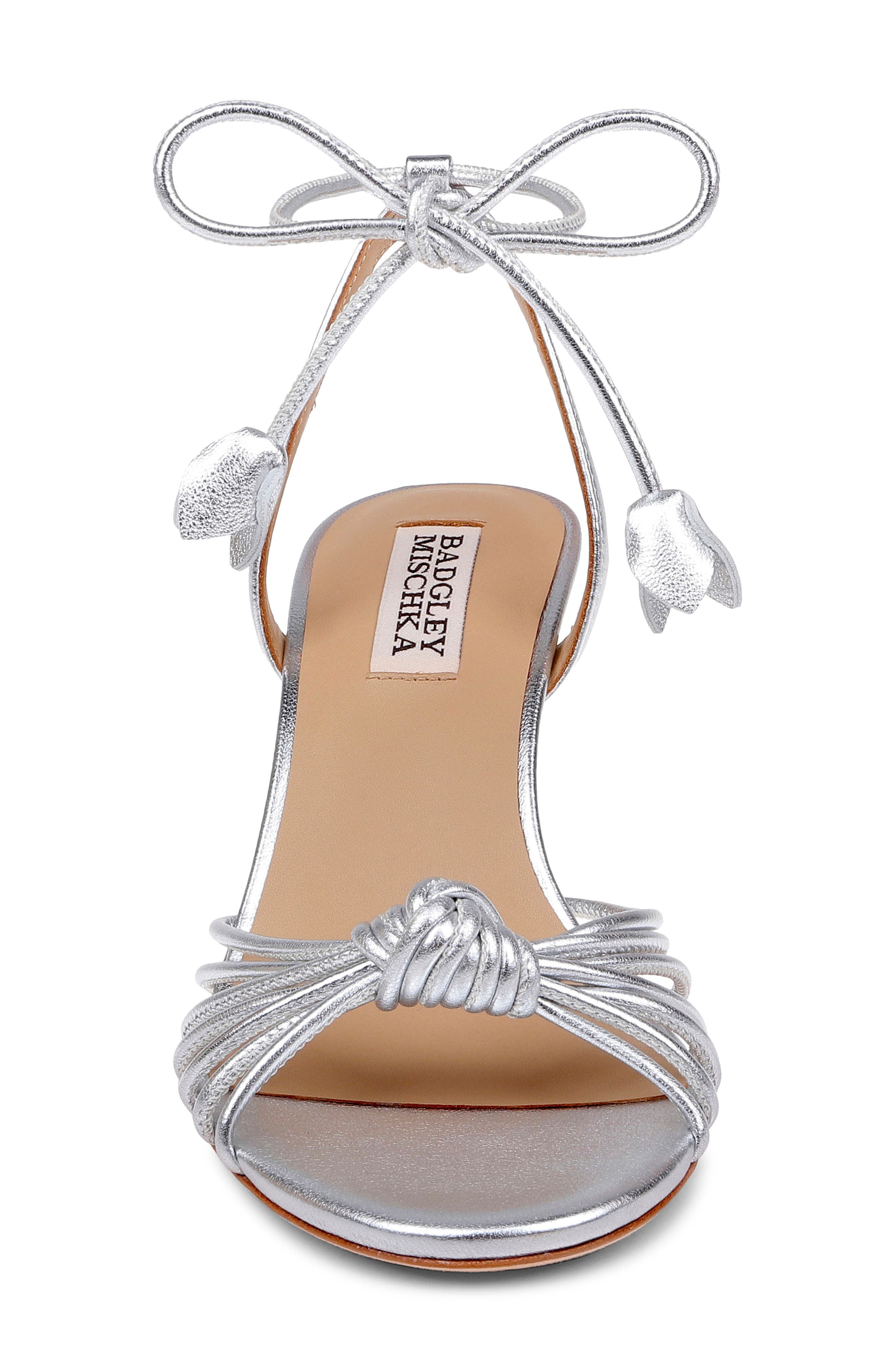 Badgley Mischka Collection Yelena Ankle Wrap Sandal, Alternate, color, Silver Metallic