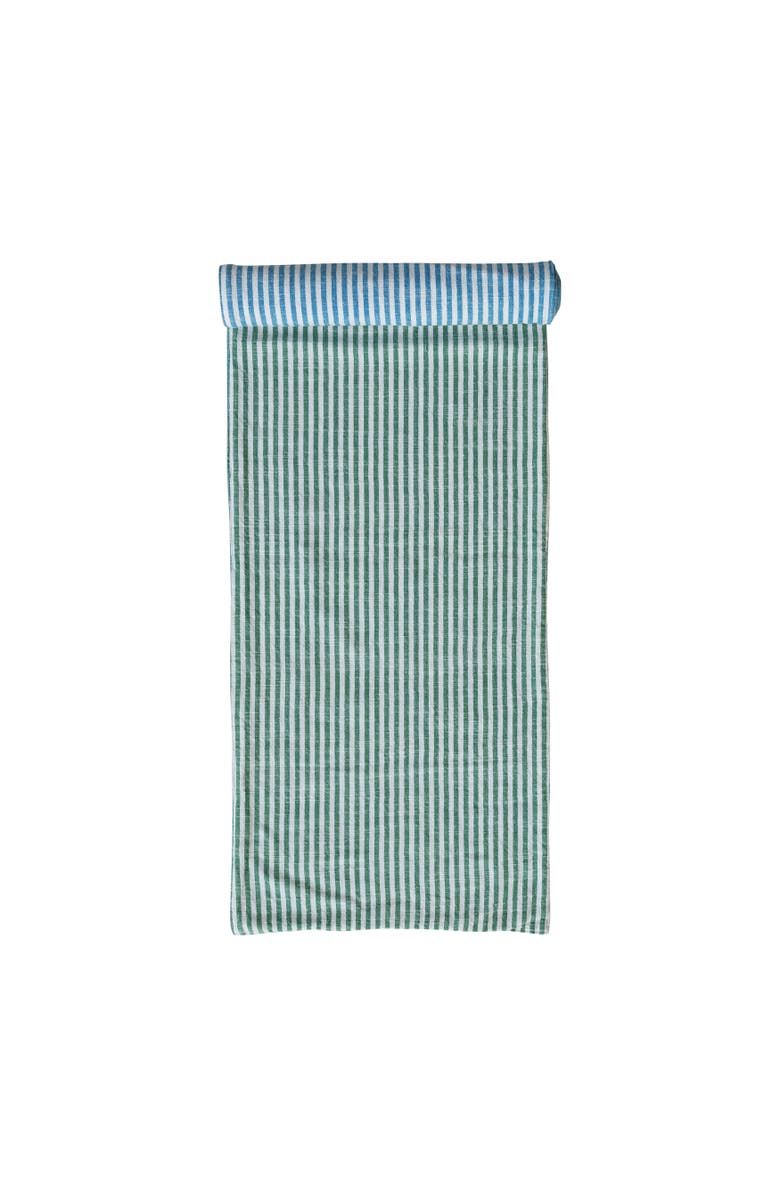 Storied Home Woven Cotton Reversible Striped Table Runner, Blue, Green and Natural, Main, color, Blue