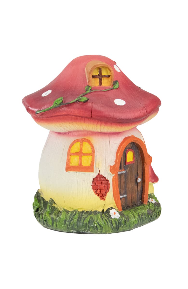 Northlight 6.25" Red Mushroom House Outdoor Garden Statue, Alternate, color, Red