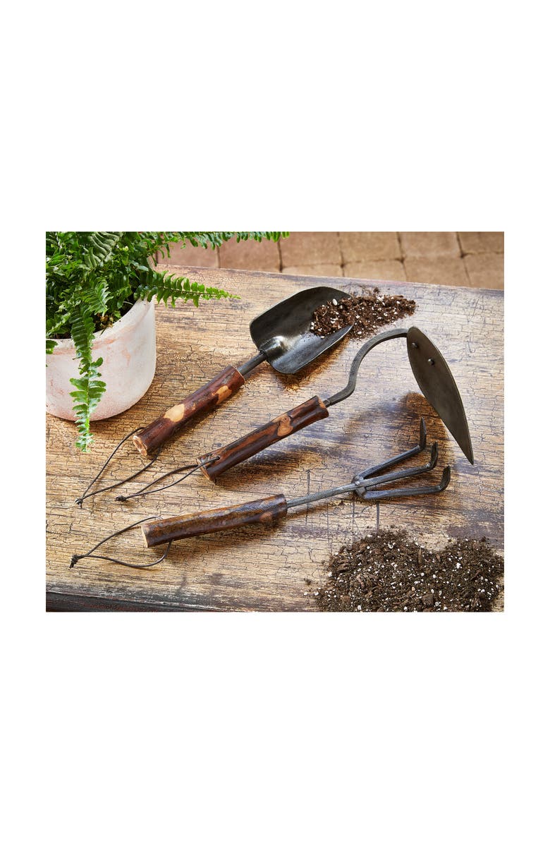 tag Brown Multi Iron Hand Cultivator Garden Decorative Sculpture, Alternate, color, Brown