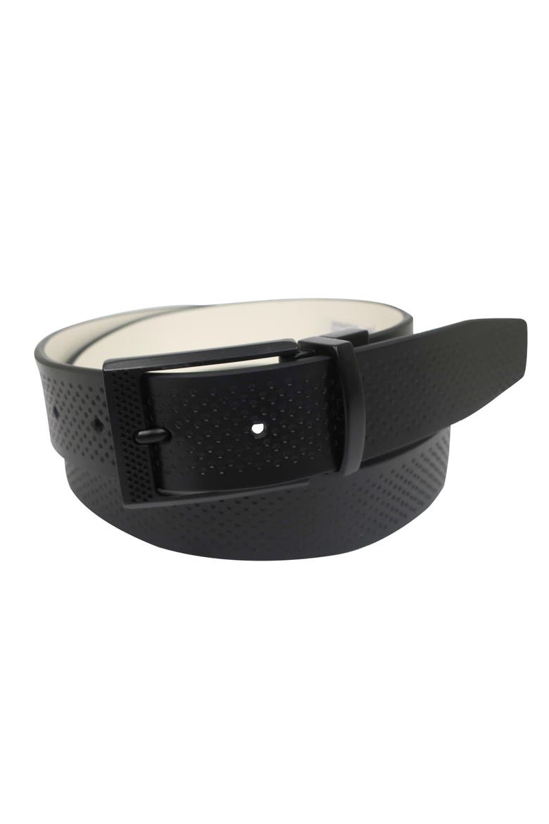 Golf Reversible Embossed Perf to Smooth Texture Leather Belt, Alternate, color, Black/White