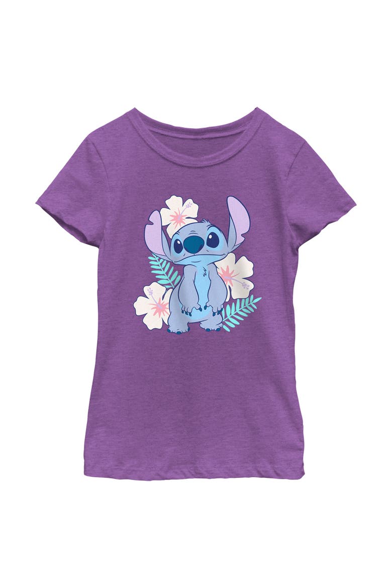 Girl's Lilo & Stitch Floral Stitch  Graphic T-Shirt, Main, color, Purple Berry
