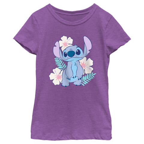 Girl's Lilo & Stitch Floral Stitch  Graphic T-Shirt