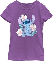 Lilo & Stitch Girl's Lilo & Stitch Floral Stitch  Graphic T-Shirt