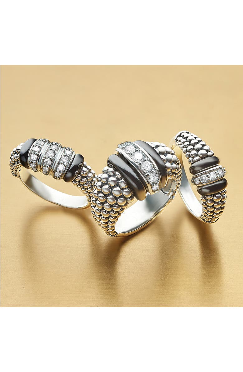 LAGOS Black Caviar Diamond Small Link Ring, Main, color, 