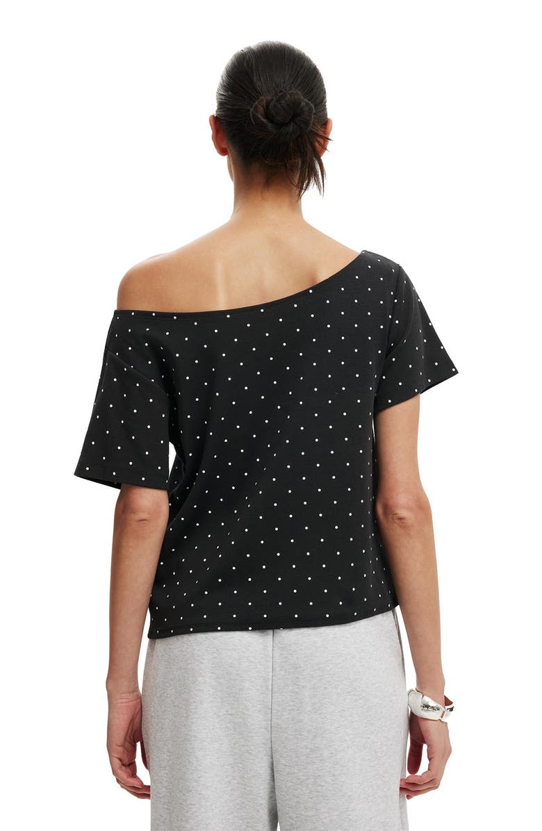 Cotton On Women's The Sporty Off Shoulder Graphic Tee, Alternate, color, 44  Washed Black