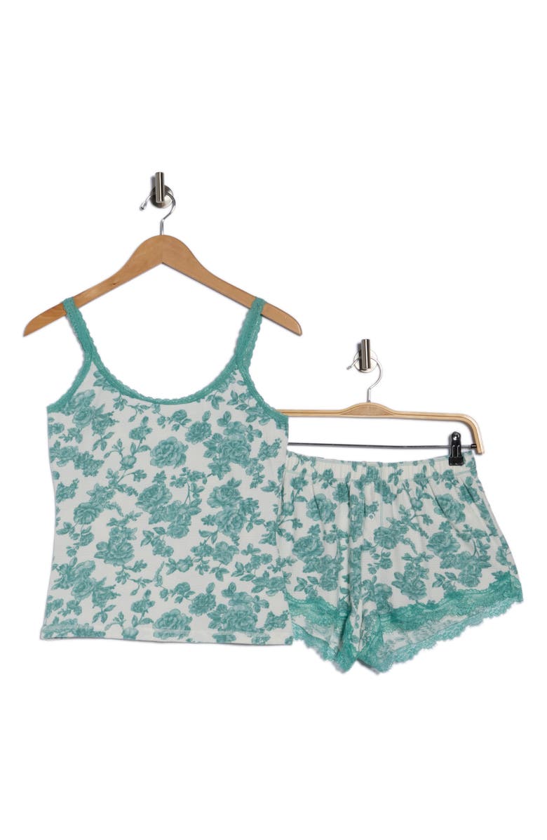 PJ Salvage Jade Floral Lace Trim Short Pajamas, Alternate, color, Ivory