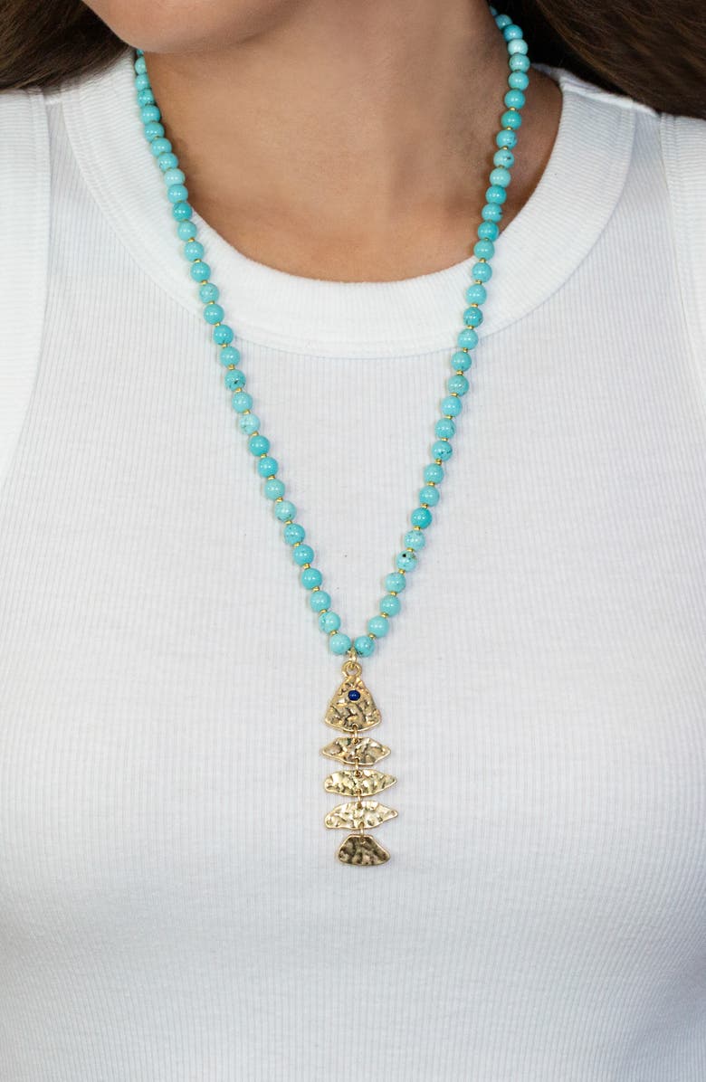 MARLYN SCHIFF Liv Turquoise Bead Fish Pendant Necklace, Alternate, color, 