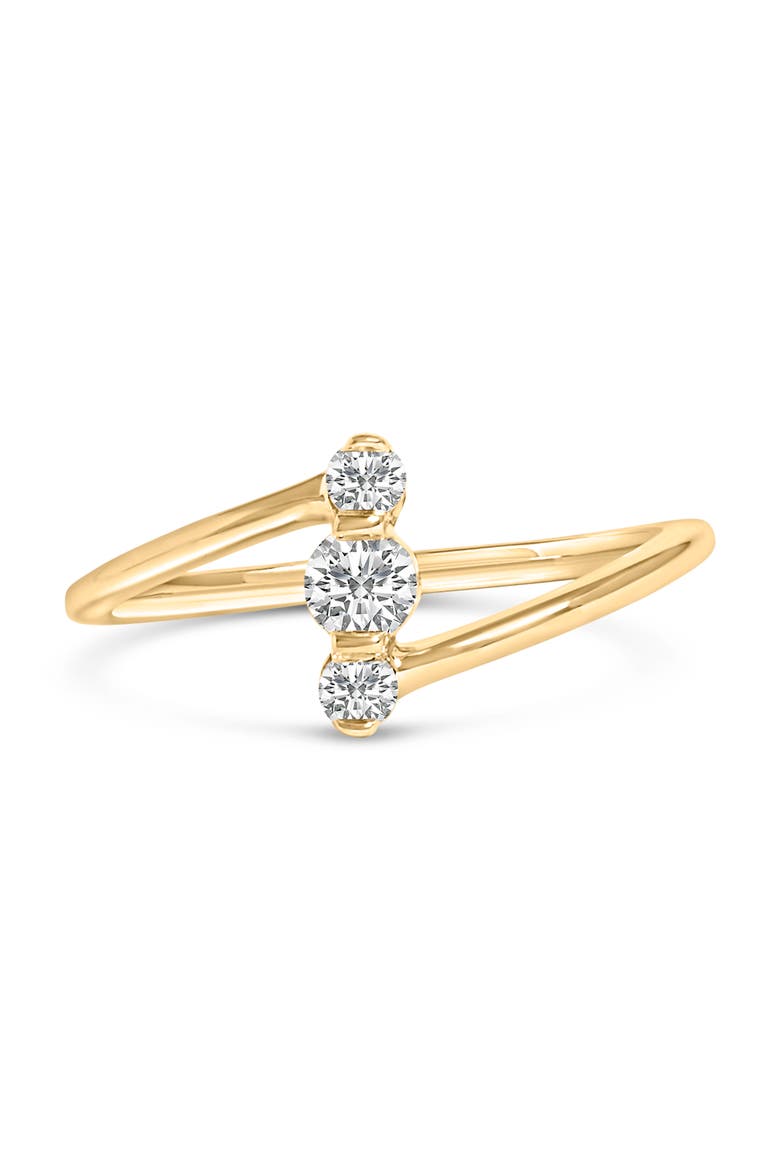 10K Gold 1/4 Cttw Lab Grown Diamond Vertical Three Stone Ring, Main, color, Yellow