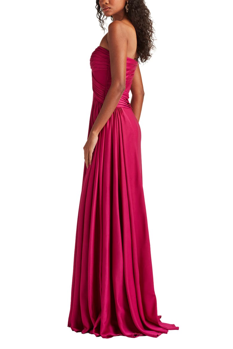 Strapless Pleat Crepe Gown, Alternate, color, NEW FUCHSIA