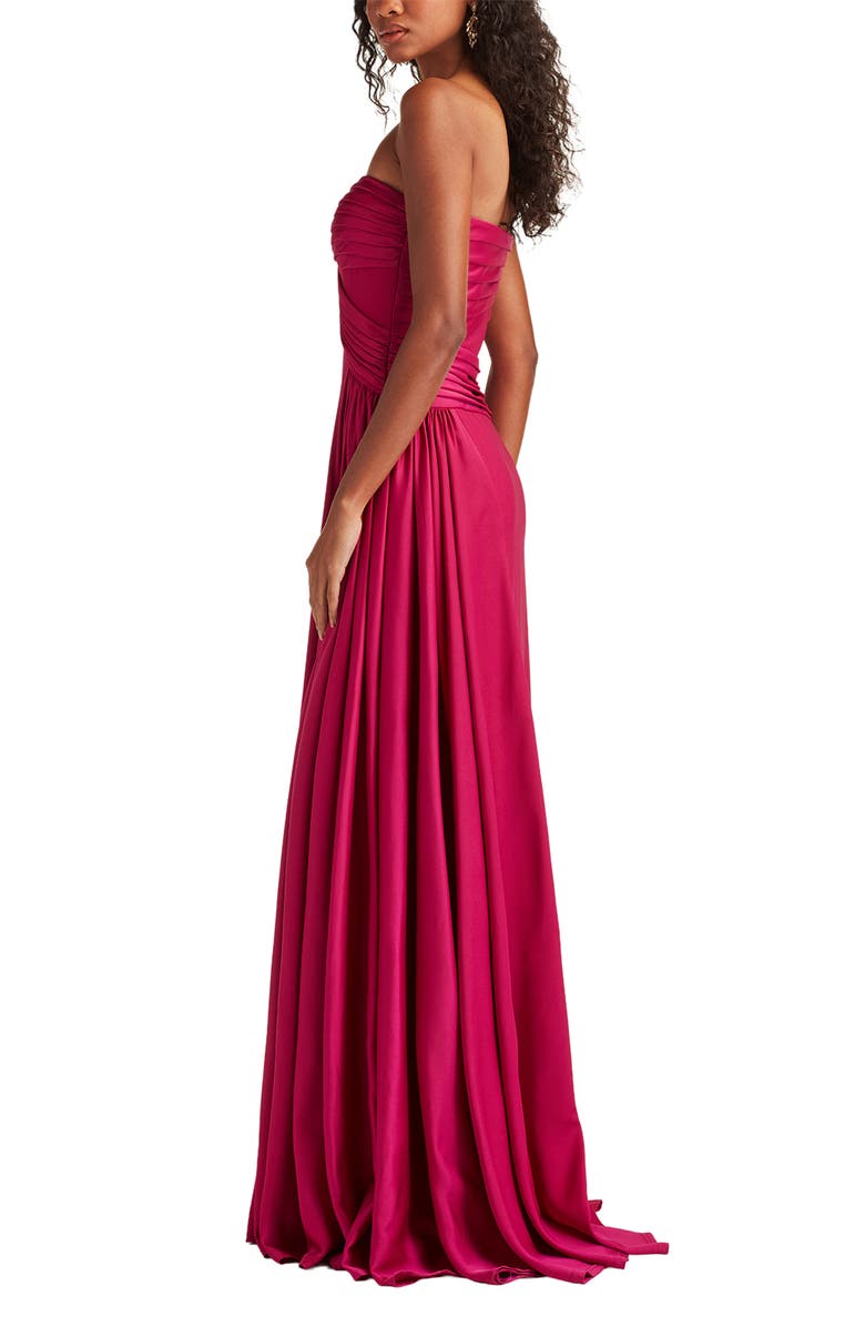 Tadashi Shoji Strapless Pleat Crepe Gown, Alternate, color, New Fuchsia