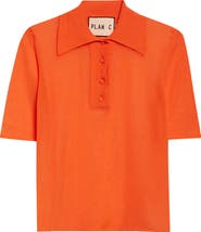 PLAN C Cotton Blend Polo Sweater