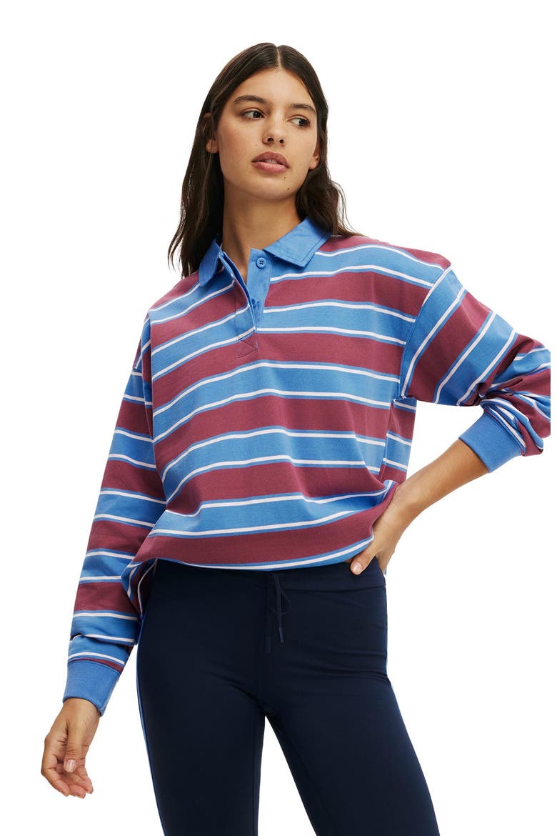 Women's Active Rugby Jersey, Main, color, Cherry Dream Ruby Stripe