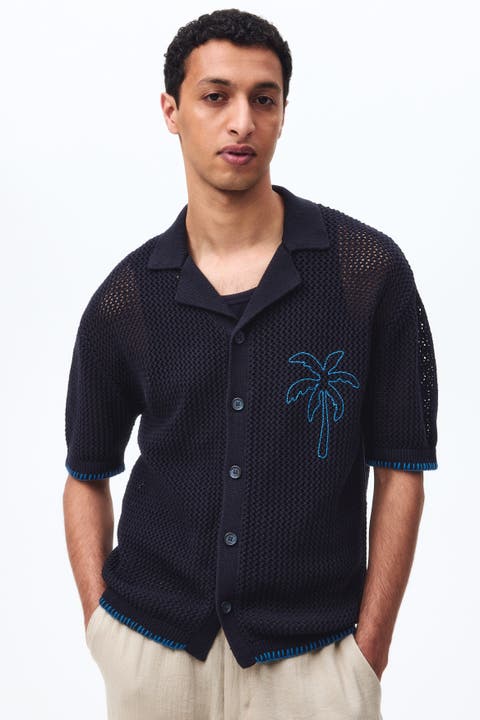 Relaxed Fit Hole-knit Resort Shirt