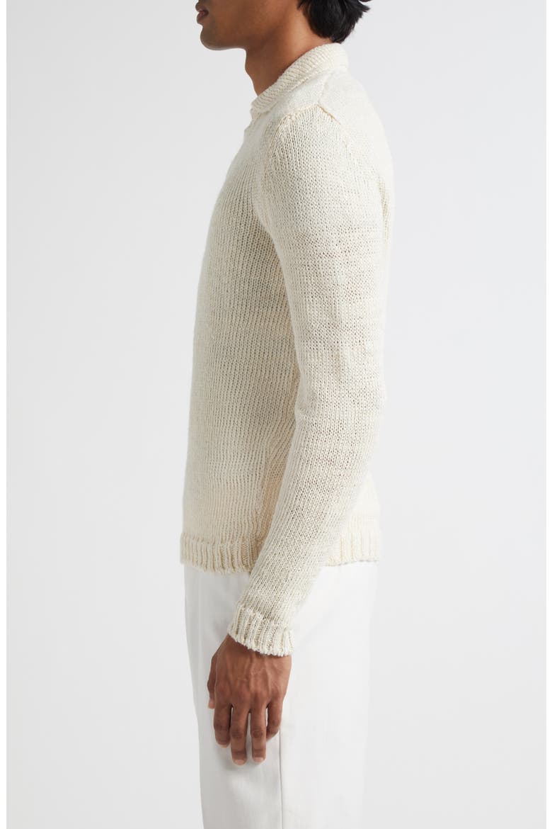 Skipper Wide Gauge Linen Blend Polo Sweater, Alternate, color, OFF WHITE