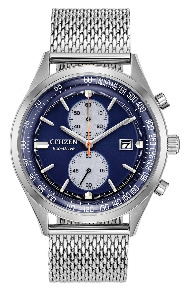 Citizen Men's Eco Chandler Chronograph Mesh Bracelet Watch, 43mm, Main, color,