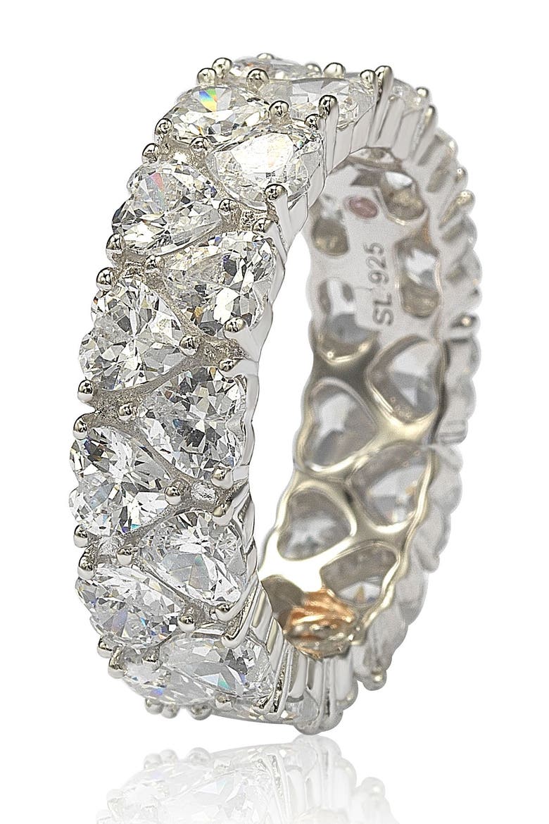 Heart CZ Band Ring, Alternate, color, WHITE