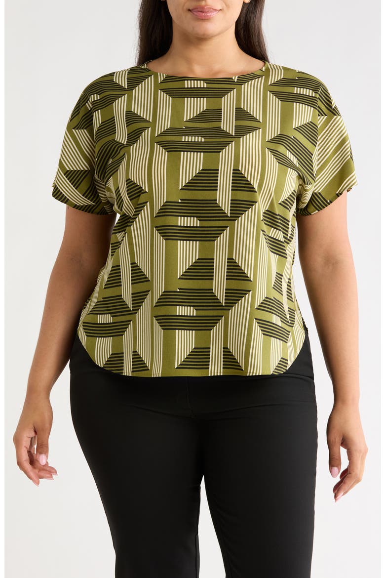 Printed Bateau Neck Top, Main, color, BAY LEAF MULTI