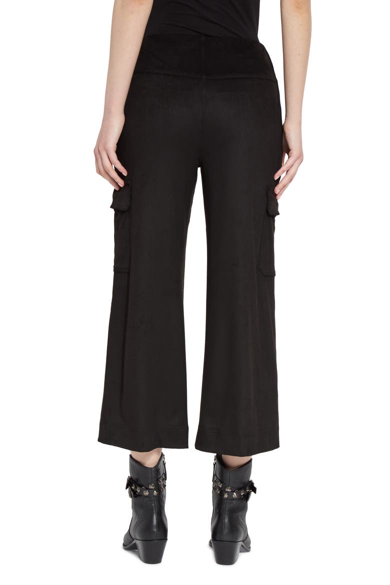 Anita Faux Suede Crop Cargo Pants, Alternate, color, BLACK