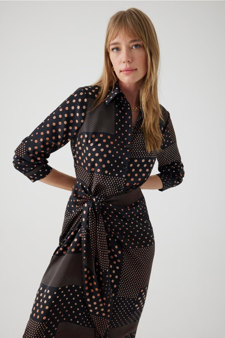 Annis Maxi Shirt Dress, Alternate, color, CAMEL-BLACK