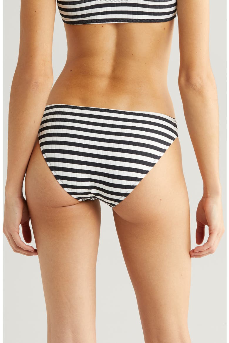 Elle Stripe Bikini Bottoms, Alternate, color, BLACKOUT X MARSHMALLOW