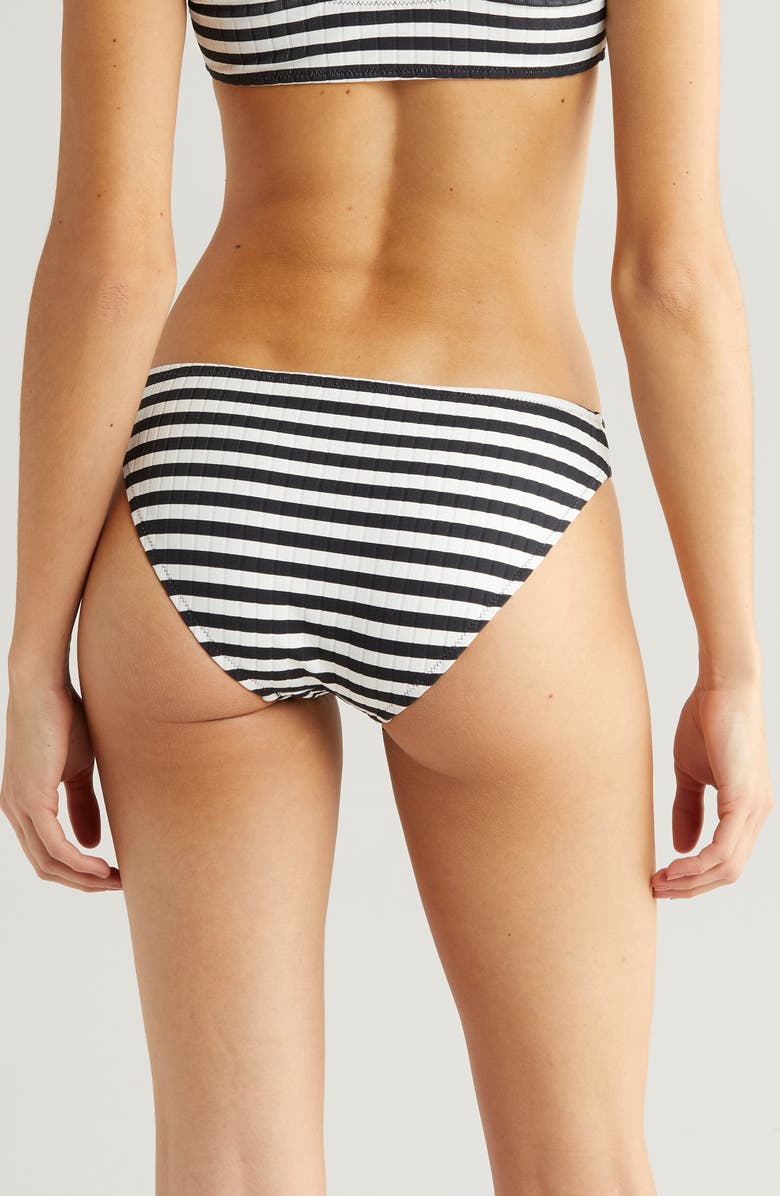 Solid & Striped Elle Stripe Bikini Bottoms, Alternate, color, Blackout X Marshmallow