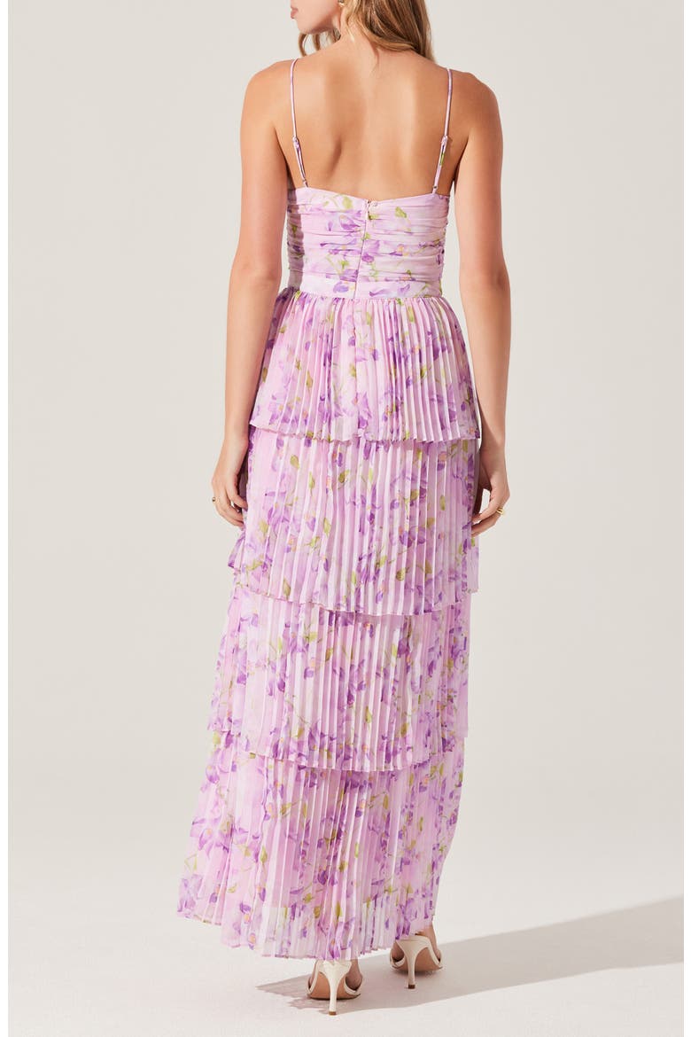 Daytona Floral Pleated Tiered Dress, Alternate, color, LILAC FLORAL