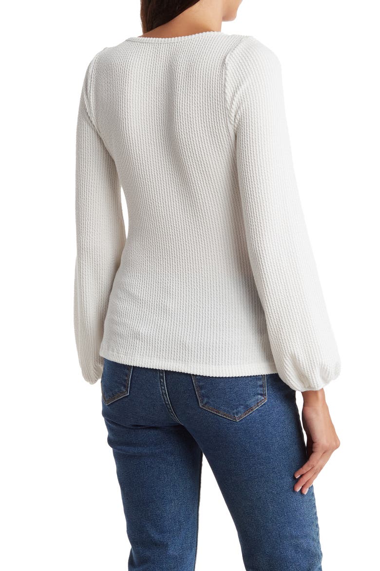 Square Neck Long Sleeve Ribbed Top, Alternate, color, IVORY