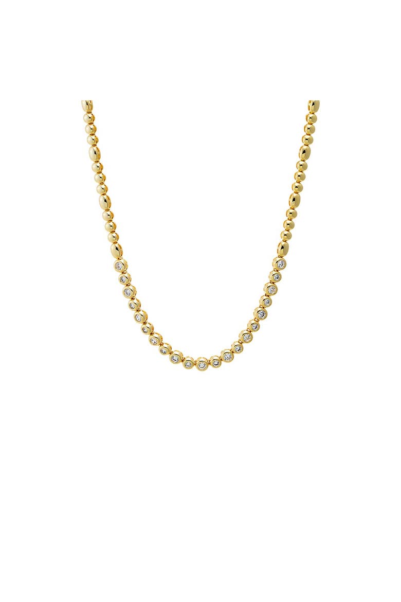 CZ Bezeled Half Tennis Necklace, Main, color, Gold