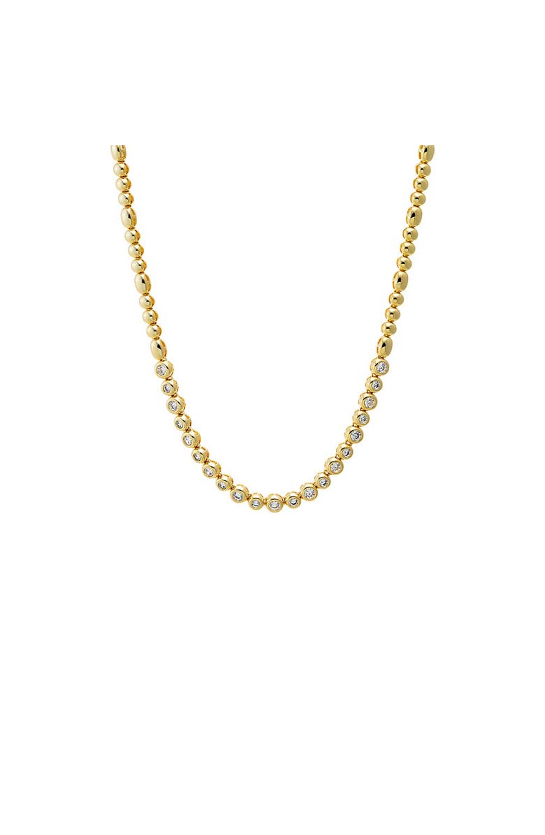 BY ADINA EDEN CZ Bezeled Half Tennis Necklace, Main, color, Gold