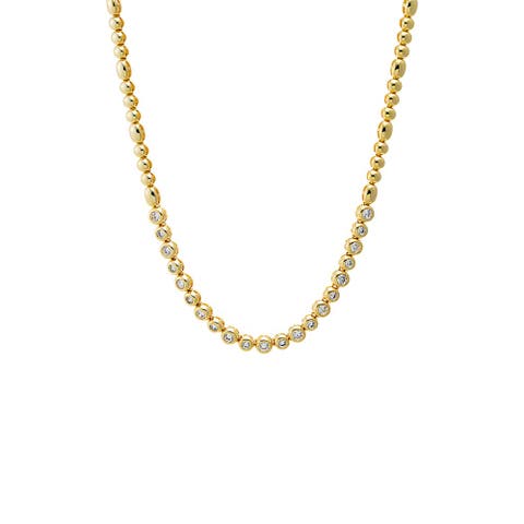 CZ Bezeled Half Tennis Necklace