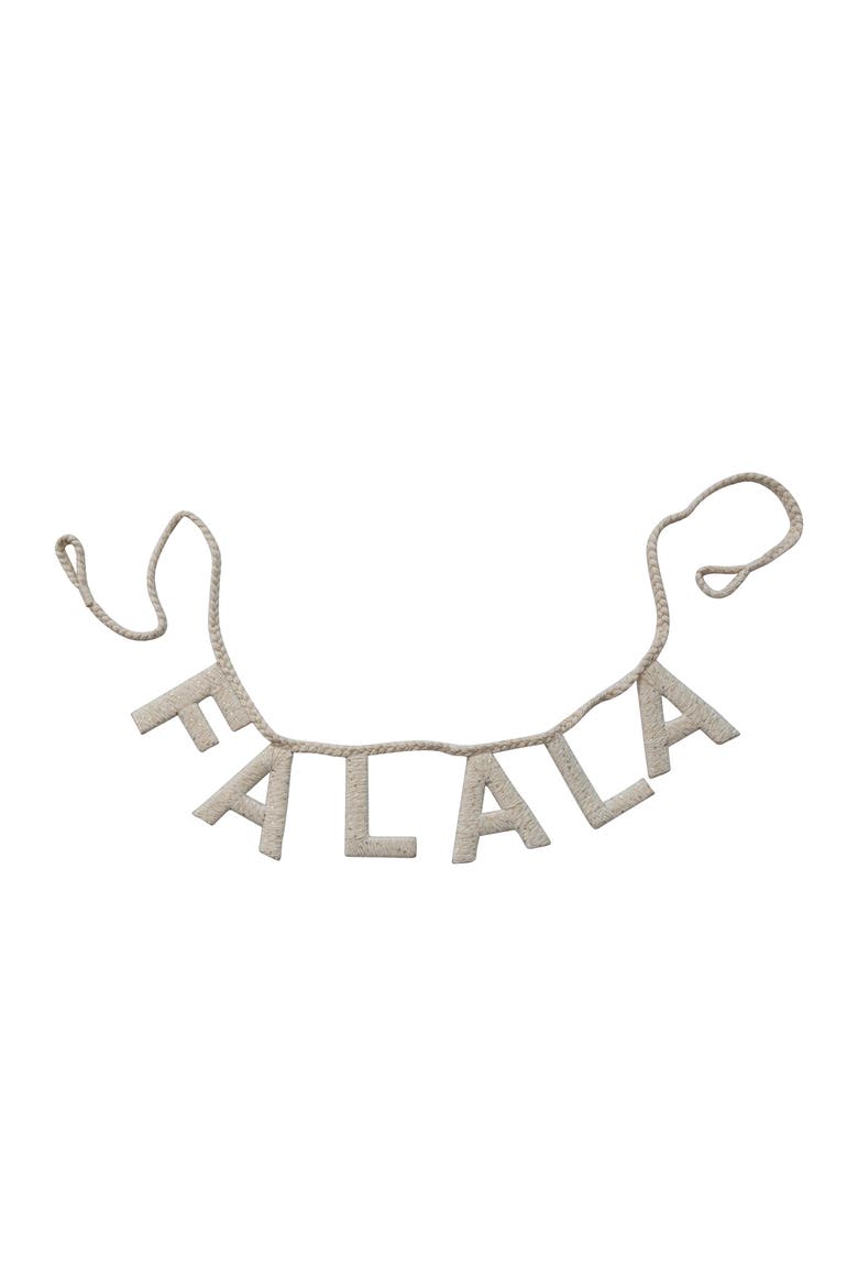 Handmade Cotton Blend Braided Holiday Garland with Sequins "FALALA", Natural, Main, color, Natural
