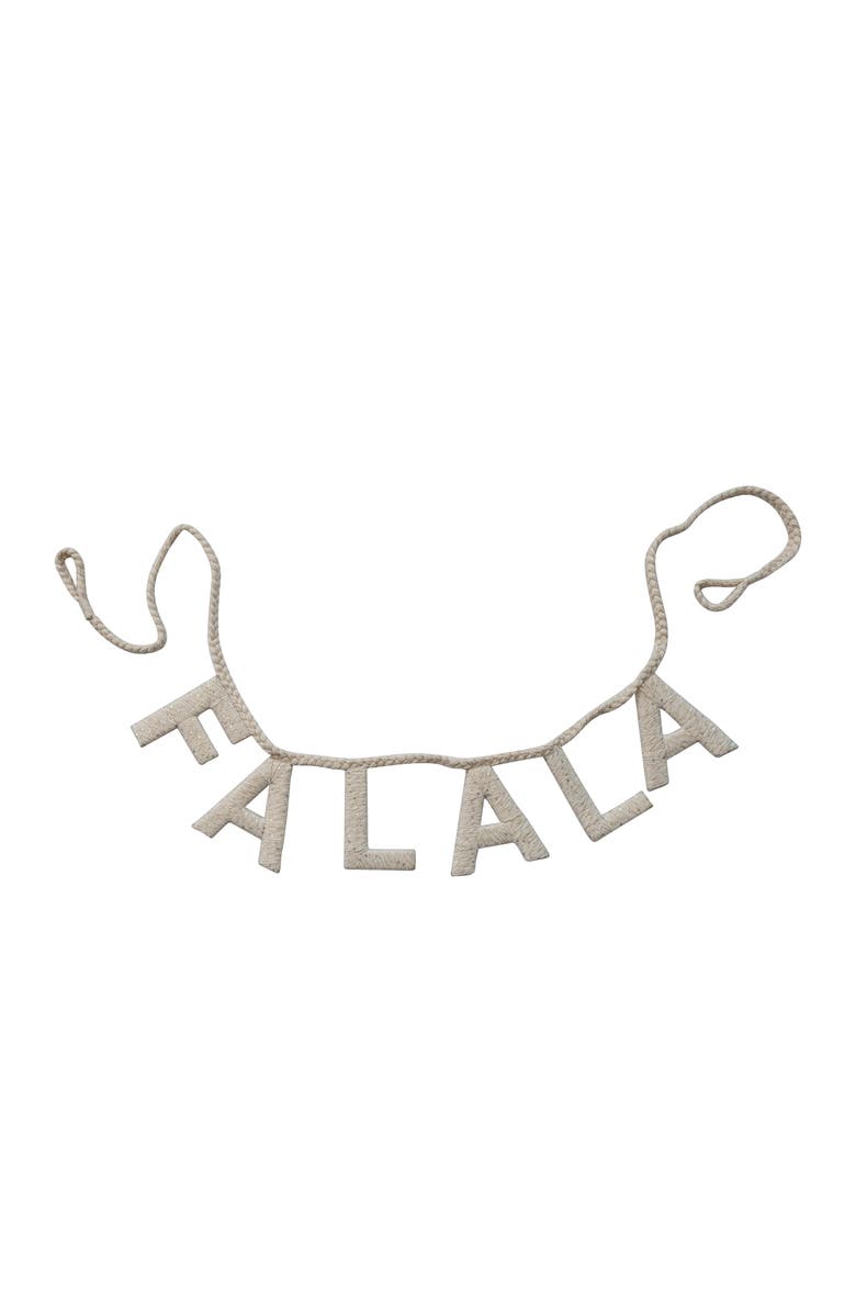 Storied Home Handmade Cotton Blend Braided Holiday Garland with Sequins "FALALA", Natural, Main, color, Natural