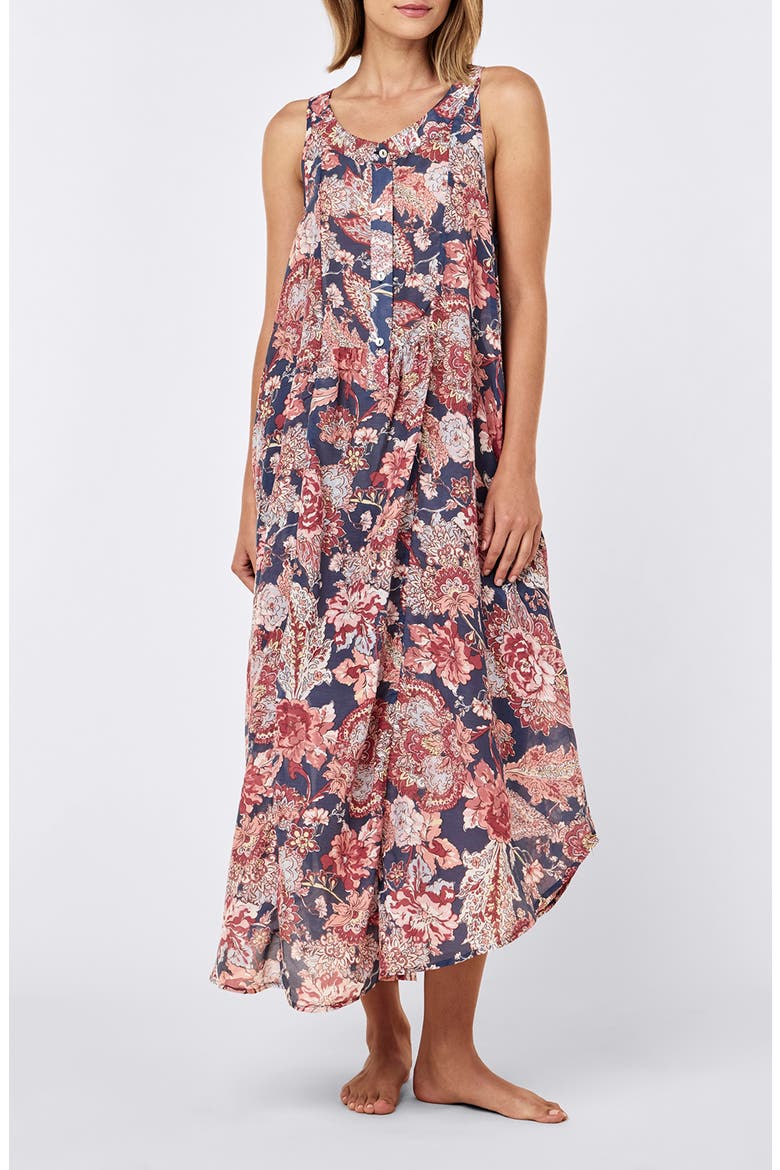 Ella Cotton & Silk Nightgown, Main, color, BLUE INDIGO