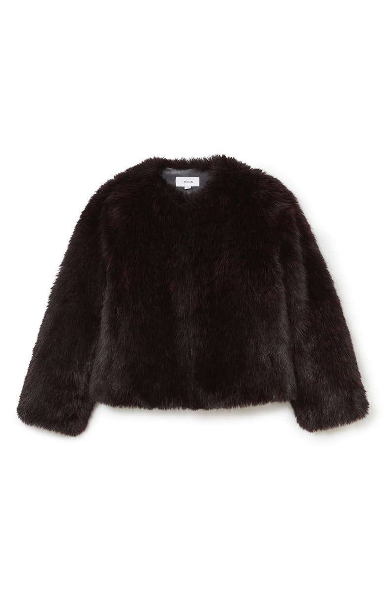 Reiss Marco Faux Fur Jacket, Alternate, color, Marco Burgundy