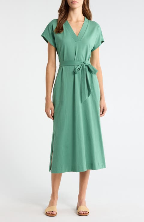 Islandscape Cotton Jersey Midi Dress