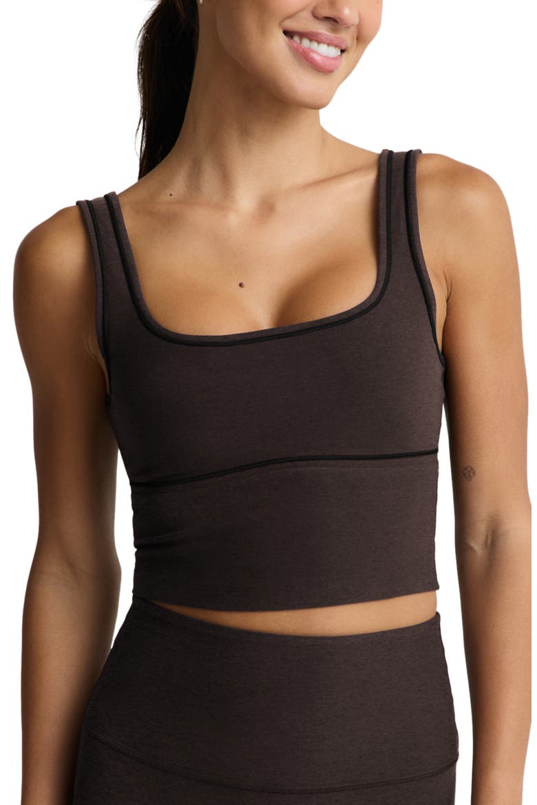 Spacedye Dynamic Performance Cropped Tank, Main, color, DARK CHOCOLATE HEATHER