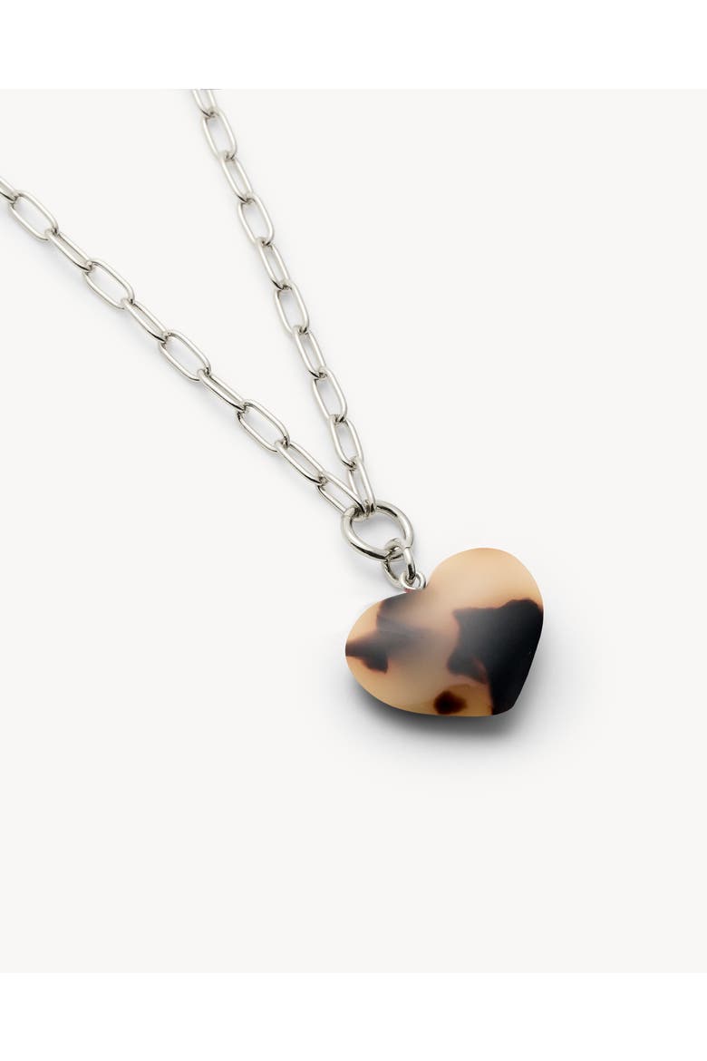 Mini Heart Pendant Necklace, Alternate, color, Blonde Tortoise