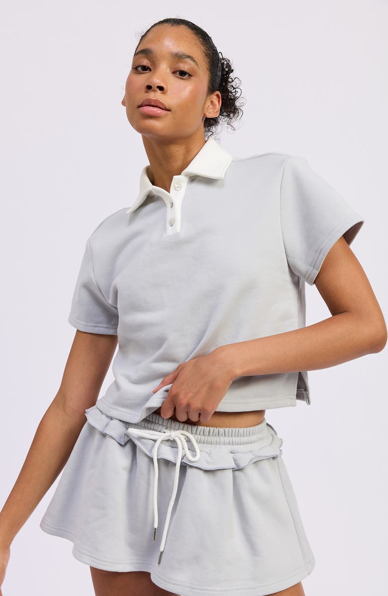 JACQUIE THE LABEL Rosalie Polo Shirt, Alternate, color, Light Blue White