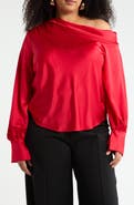 Renee C Drop Shoulder Satin Top