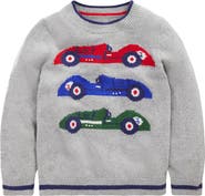 Mini Boden Kids' Race Car Crewneck Sweater