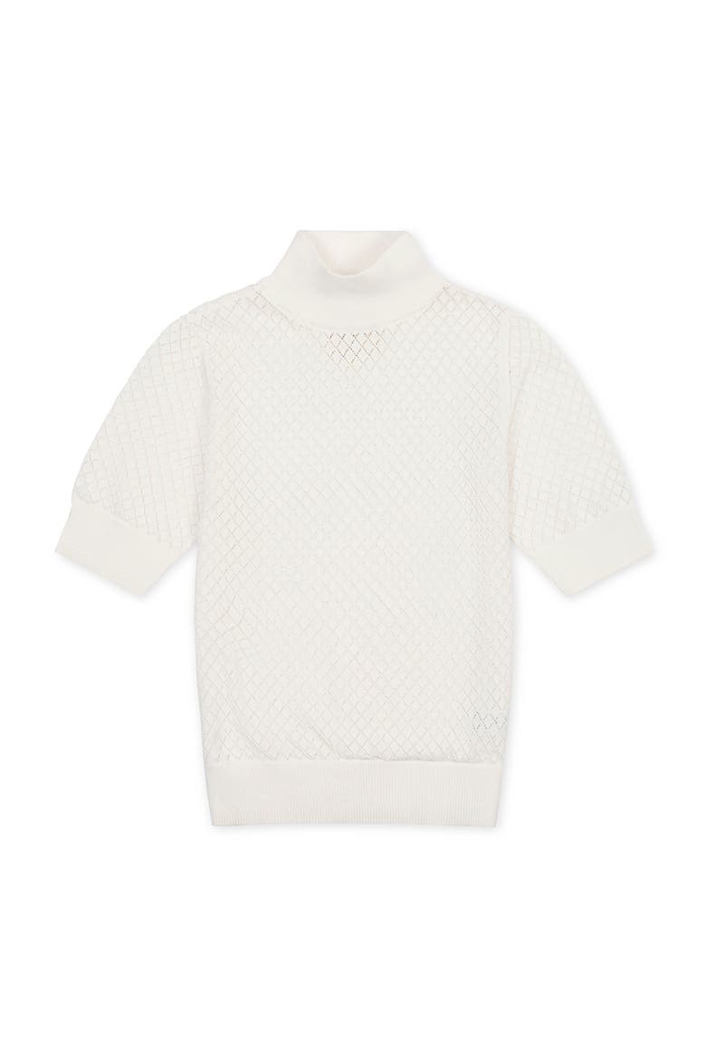 Organic Diamond Stitch Mock Neck Sweater, Alternate, color, Soft White Pointelle