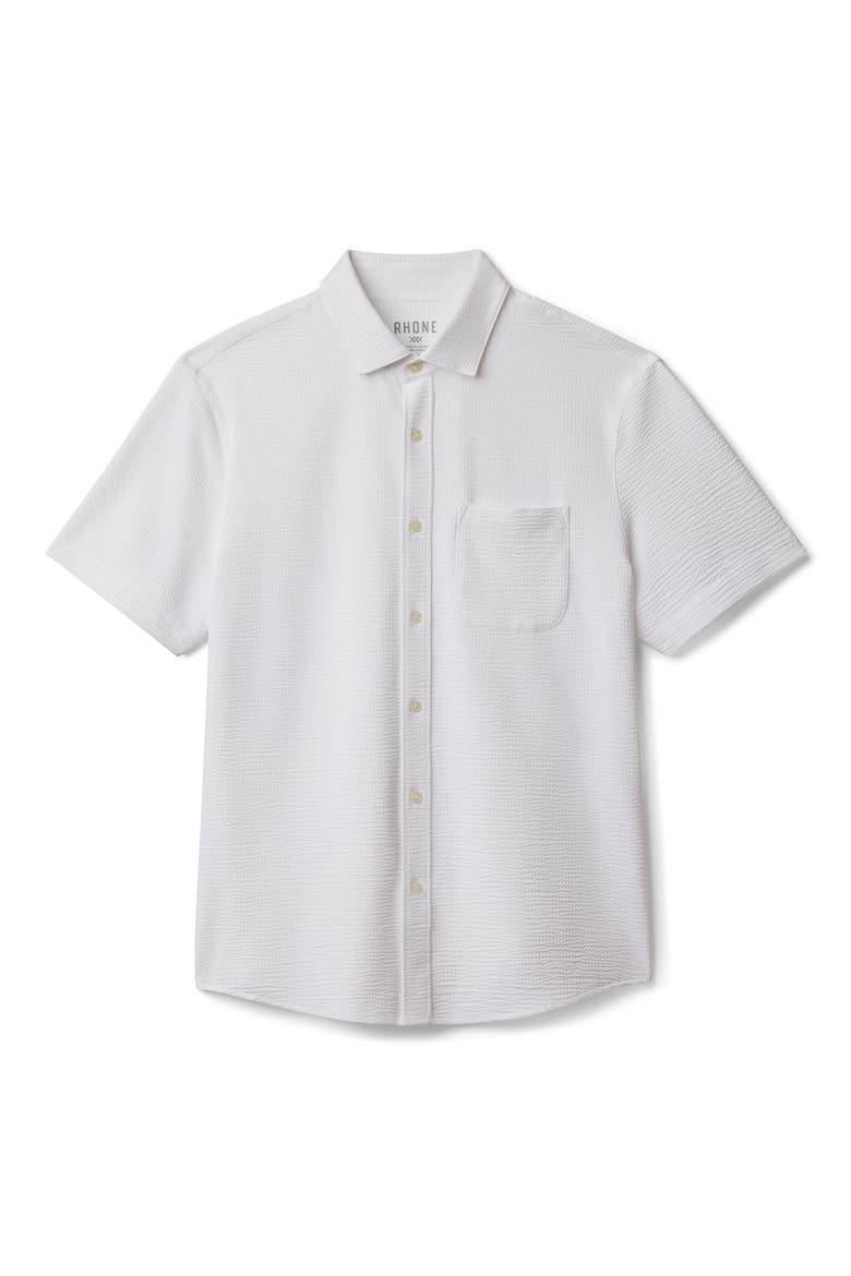 Commuter Seersucker Short Sleeve Button-Up Shirt, Alternate, color, WHITE